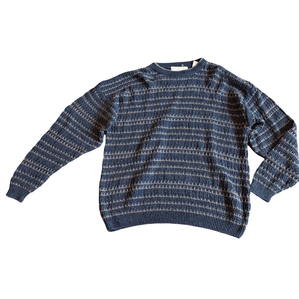 Geoffrey Beene Y2K Pullover Sweatshirt Sweater Stripe Stretch Retro Size Large